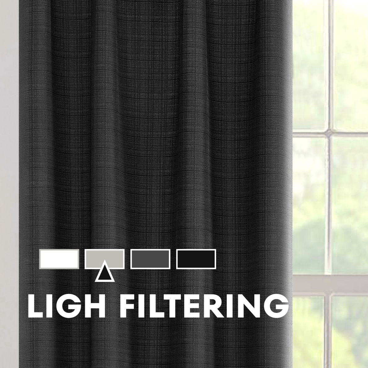 Mainstays Southport Textured Light-Filtering Curtain Panel Pair, Set of 2, Greystone, 40 in x 63 in