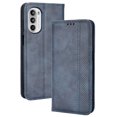thumbnail image 1 of Compatible with Motorola Moto G82 5G Case Magnetic Closure Vintage Pattern PU Leather Wallet Cover with Card Slots-Blue, 1 of 5