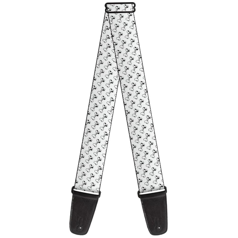 Buckle-Down Guitar Strap, Dog Bone White Black, 2 Inches Wide