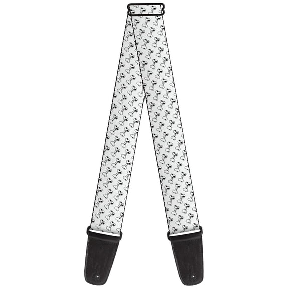 Buckle-Down Guitar Strap, Dog Bone White Black, 2 Inches Wide