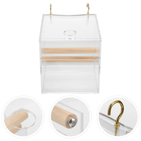 WHAMVOX 1Pcs Acrylic Bird Cage Feeder Automatic Feeding No Mess for Parakeet