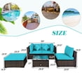 thumbnail image 2 of Gymax Ensemble de Conversation de Patio en Rotin 5 Pcs Ensemble de Meubles d'Extérieur avec Ottoman Coussin Turquoise, 2 of 10