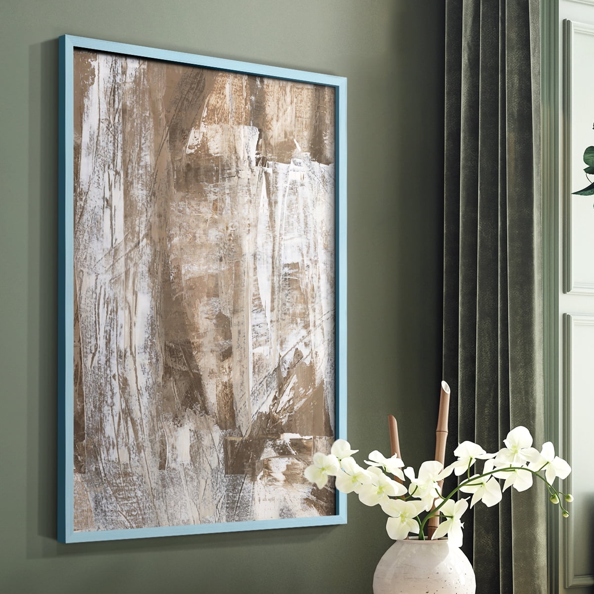 Bronzed I Framed Print in Blue Solid Wood Framed Print No Nail Hanging