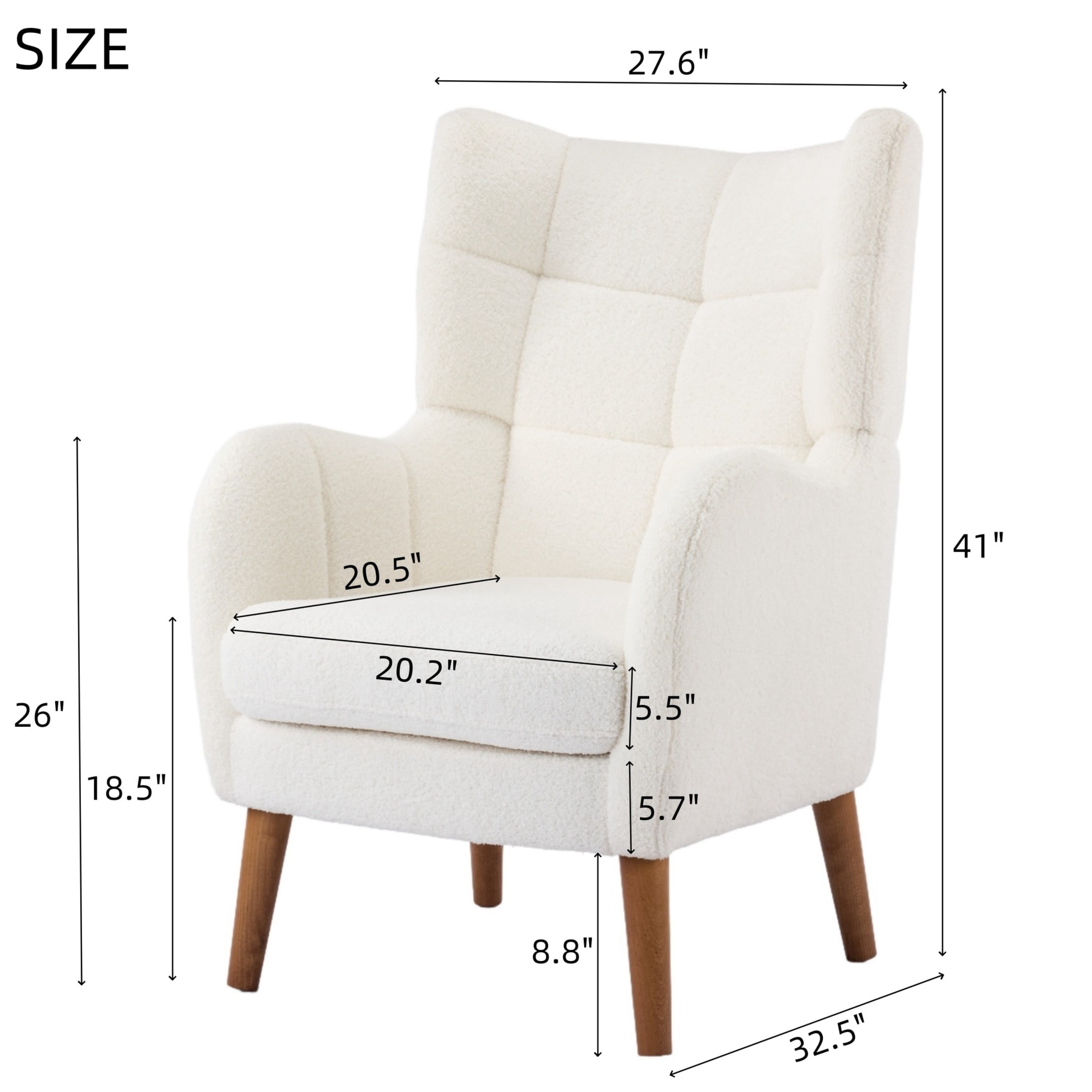 Christopher Knight Home Mid Century Accent Chair, Comfy Teddy Upholstered with Birch Wood Legs, White