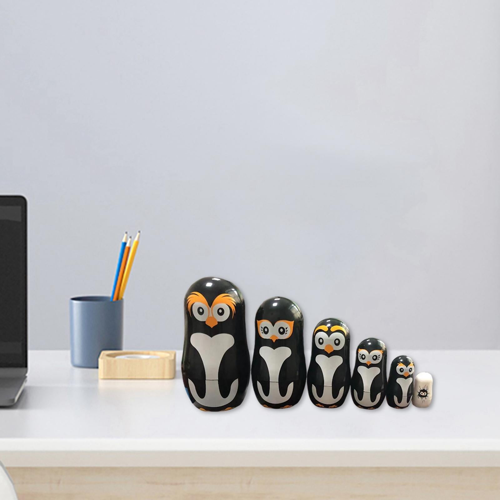 Muñecas Matryoshka De Pingüino – Set De 10 Figuras De Madera Pintadas A Mano, Decoración Cultural Rusa