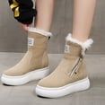 thumbnail image 4 of Fesfesfes Snow Boots Womens Winter Ankle Boots Ladies Warm Lined Booties Thickening Shoes Zip Flat Sneakers Outdoor Booties Women's Boots 7.5(40), 4 of 6