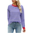 thumbnail image 1 of WEAIXIMIUNG Chandail en Molleton pour Femmes à Fermeture Éclair à Rayures Color Block Manches Longues Col Rond Chandail en Molleton pour Femmes Tendance Coupe Ample Décontractée, 1 of 5