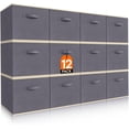 thumbnail image 2 of 11 Inch Cube Storage Bins, 12 Packs Storage Cubes Foldable Decorative Fabric Storage Baskets for Organizing Home Organizers with Handles for Shelves, Closet, Black, 2 of 8