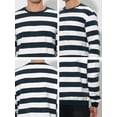 thumbnail image 6 of INSPIRE CHIC Men's Striped Sweatshirt Regular Fit Round Neck Long Sleeves Printed Pullover Sweatshirts M Navy White, 6 of 7