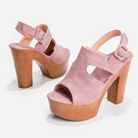 

OAVQHLG3B Sandals for Women Clearance Summer Women s Fashion Shoes Thick-Soled High Heel Lady Shoes Fish Mouth Sandals