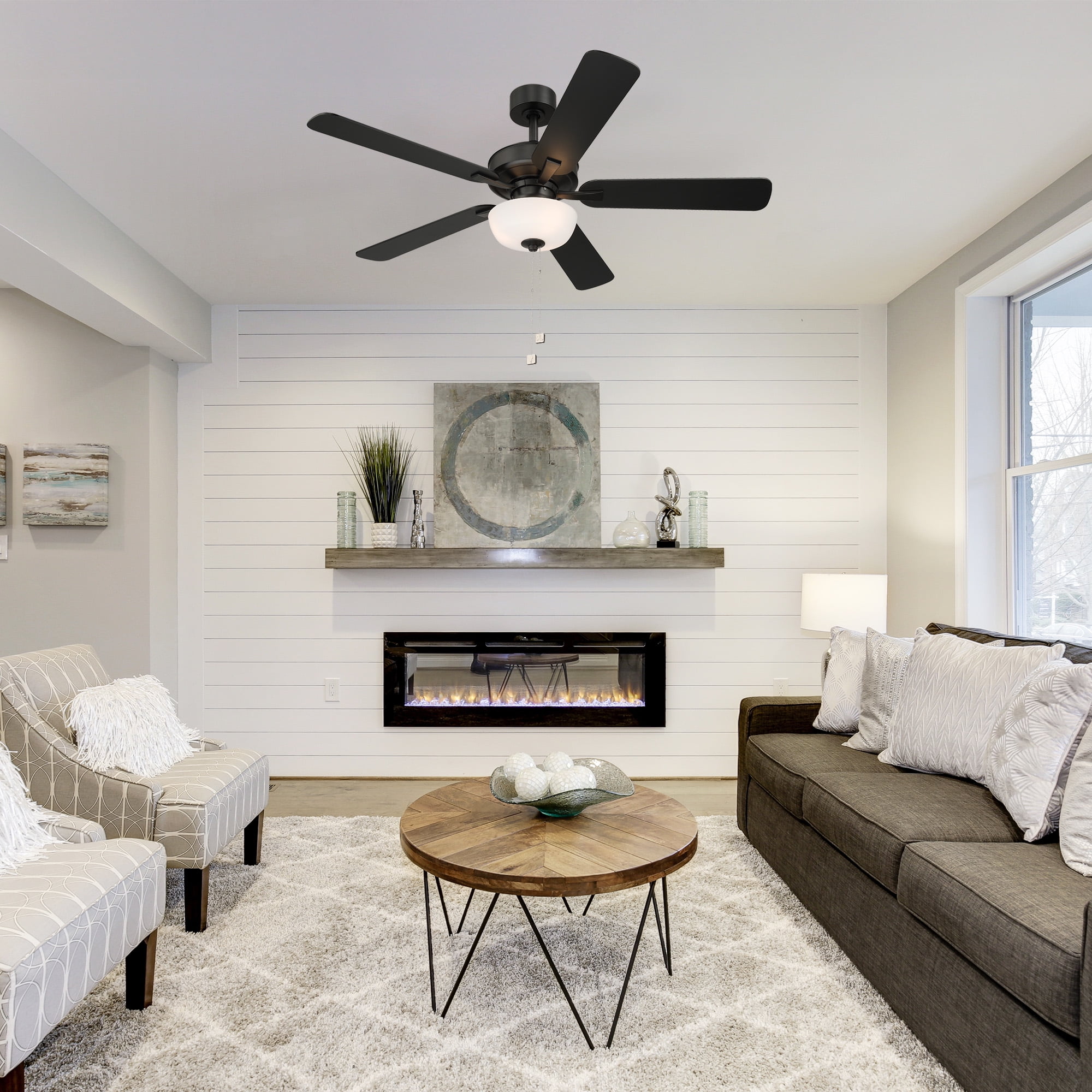 Gallant II 52 in. Indoor/Covered Outdoor Matte Black Transitional Ceiling Fan with Three 3000K LED Bulbs Included