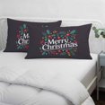 thumbnail image 3 of Merry Christmas Pillow Covers, Linen Long Throw Pillow Case, Xmas Winter Holly Berries Plant Holiday Pillow Protector Decorative Cushion Cover for Living Room/Bedroom 16" x 24", 3 of 8
