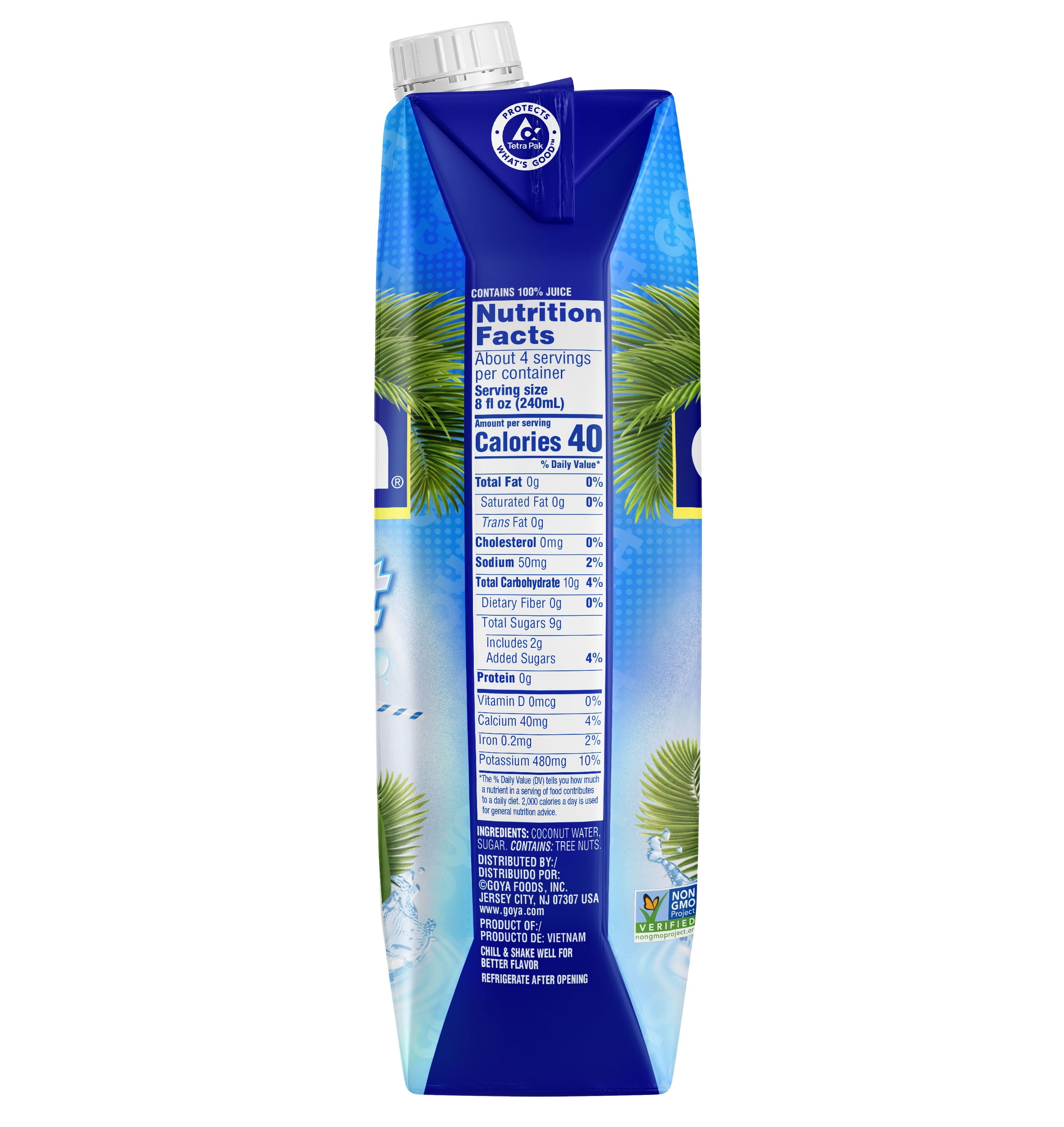 (3 pack) GOYA Coconut Water, 33.8 fl oz Carton, Tropical Beverage