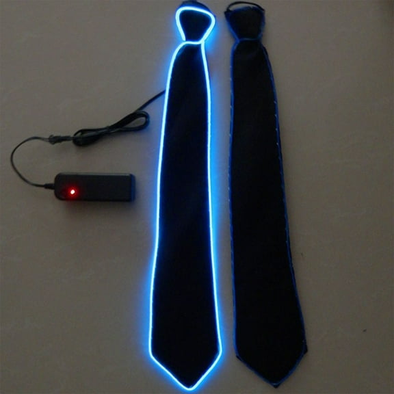 LED Light Up Necktie Adjustable - Neon Party Clothes Accessory with 5 Color Modes for Halloween Christmas Show(Blue)