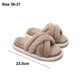 thumbnail image 2 of Women's Cross Band Slippers Fuzzy Soft House Slippers Plush Furry Warm Cozy Open Toe Fluffy Home Shoes Comfy Winter Indoor Outdoor Slip On Breathable-Camel, 2 of 5