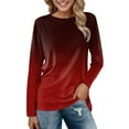 thumbnail image 1 of AMERTEER Femmes Quotidien Tops Manches Longues Confortable Gradient Imprimé Chemisier Tops Casual Manches Longues Tunique Col Rond Pull-Over Chemises, 1 of 4