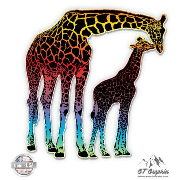 Mom Baby Giraffe Family Cute - 4" Vinyl Sticker - For Car Laptop I-Pad Phone Helmet Hard Hat - Waterproof Decal