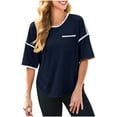 thumbnail image 2 of Plebaso Womens Casual T-Shirts Short Sleeve Crew Neck Loose T Shirts Summer Basic Tees Tops with Pockets, 2 of 7