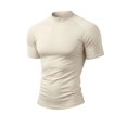 thumbnail image 4 of EOYWHK Men's Athletic Shirts & Tees Mock Neck Soft Stretch Compression Shirts Short Sleeve Slim Fit Casual Tee for Sport Training Workou Beige XXL, 4 of 5