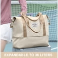 thumbnail image 6 of DAKIMOE Weekender Bags for Women, Travel Bag Carry on Gym Bag, Travel Duffle Bag with Wet Dry Pocket/Front Phone Pocket/Trolley Sleeve Pocket, Beige, 6 of 9