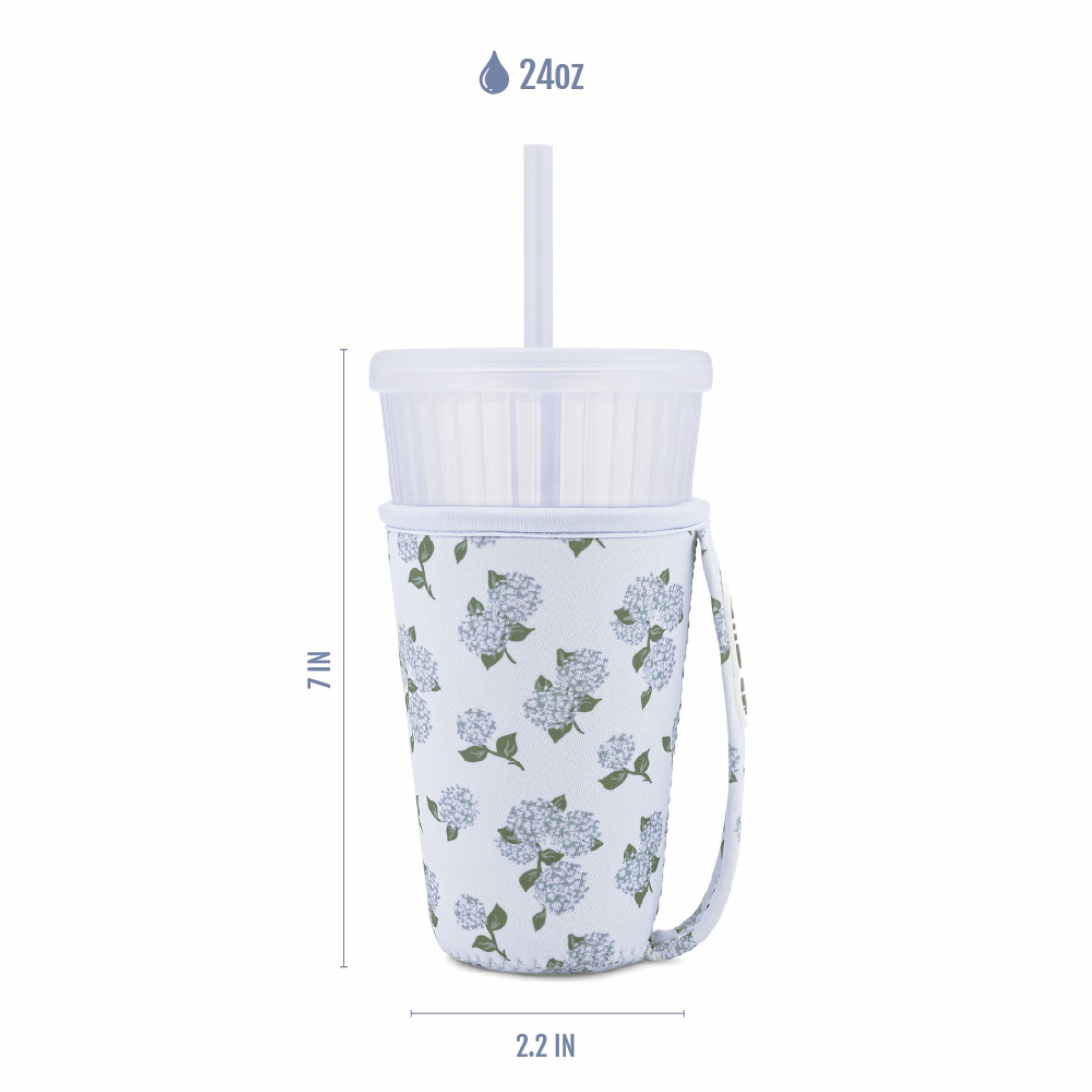 H e l l o ☻ˎˊ Ello Iced Coffee Cooler 24Oz Plastic Blue Hydrangea - Walmart.com