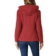 thumbnail image 3 of INSPIRE CHIC Women's Toggle Duffle Coat Zipper Front Solid Cropped Hooded Anorak S Red, 3 of 6