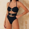 thumbnail image 5 of Lenago Tankini Swimsuits for Women Swimsuit Swim Suits for Women 2025 2026 European And Bikini Swimsuit forborder Solid Color Beach Vacation Bikini Black S, 5 of 7