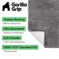thumbnail image 3 of GORILLA GRIP Chenille Bath Rug 30x18, Rubber Back Quick Dry Washable Microfiber Bathroom Mats, Gray, 3 of 10