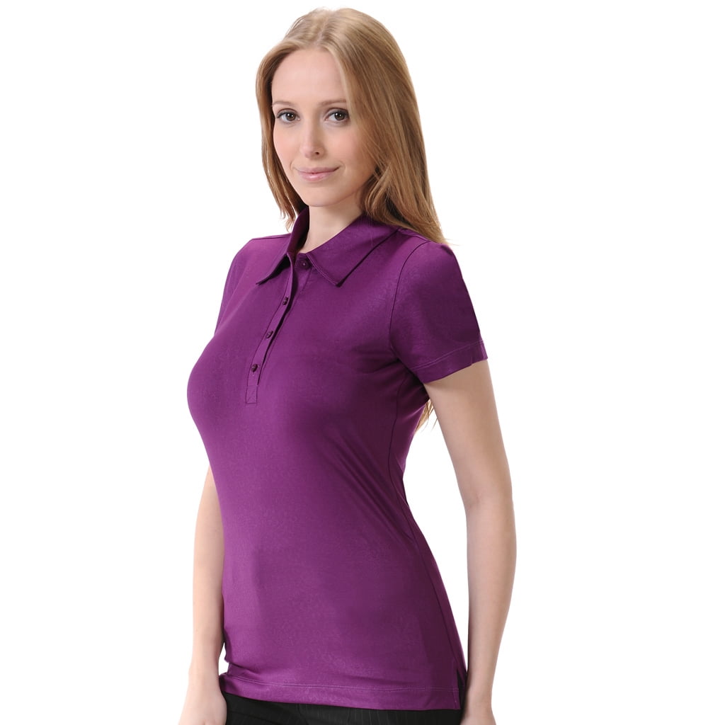 Monterey Club Women's Leopard Emboss Texture Golf Polo Shirt 2429