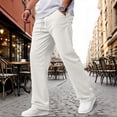 thumbnail image 2 of WTOBBY Men's Corduroy Pants Casual Lace-Up Loose Trousers for Daily Wear Comfortable Relaxed Fit Vintage Style Men's Pants,White S, 2 of 8