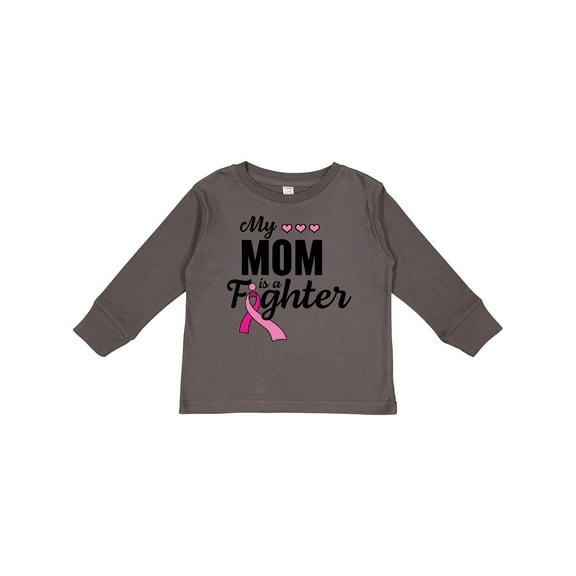 Inktastic Breast Cancer Awareness My Mom is a Fighter Boys or Girls Long Sleeve Toddler T-Shirt