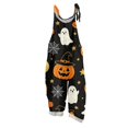 thumbnail image 2 of Halloween Jumpsuits for Women Cotton Linen Funny Floral Print Lounge Rompers Funny Floral Print Casual Comfy Overalls with Pockets, 2 of 7