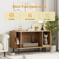 thumbnail image 6 of VEANERWOOD Hidden Cat Litter Box Enclosure Furniture with Cat Scratch Pad and Tambour Sliding Door, Multi-Functional Side End Table Cat House for Living Room, Natural, 6 of 10