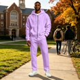 thumbnail image 4 of Domuza Full‑Zip Hooded Sweatshirt and Straight‑Leg Sweatpants Set for Men, 2‑Piece Pullover Sweatsuit, Relaxed‑Fit Athletic Casual Outfit with Pockets, 4 of 5