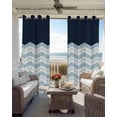 thumbnail image 6 of Blue Chevron Blackout Curtains for Bedroom Living Room Darkening Curtains 90 Inch Geometric Black Print Wavy Striped White Black Out Window Curtain Privacy Window Treatment Grommet Drapes 52"x90"x2, 6 of 9