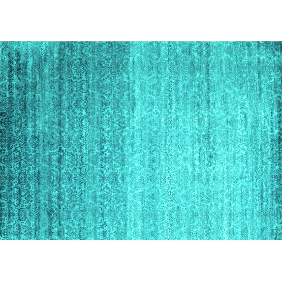 Ahgly Company Machine Washable Indoor Rectangle Abstract Turquoise Blue Contemporary Area Rugs, 4' x 6'