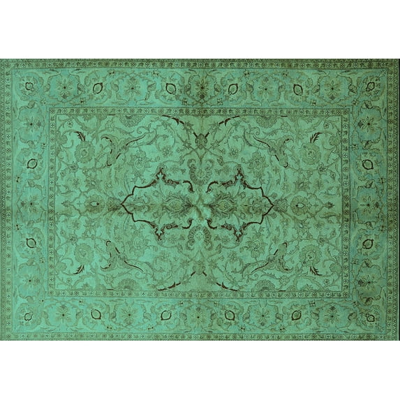 Ahgly Company Indoor Rectangle Oriental Turquoise Blue Traditional Area Rugs, 8' x 12'