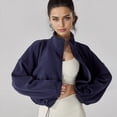 thumbnail image 4 of Chaqueta Corta de para Mujer con Dobladillo con Cordón Azul Marino S, 4 of 6