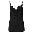 thumbnail image 7 of Long Lace Cami Top for Women V Neck Sleeveless Camisoles for Under Clothes Stylish Cute Spaghetti Strap Fitted Tunic Tank Tops Dressy Blouses Club Party Shirt Patchwork Laced Cami Y2K Tops Black, 7 of 7