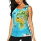 thumbnail image 1 of Balery World Map With Animals Landmarks Camiseta sin mangas estampada ligera para mujer, tops de entrenamiento sin mangas, camisetas de yoga transpirables de secado rápido.-Large, 1 of 7