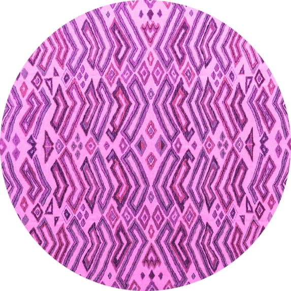 Ahgly Company Indoor Round Abstract Pink Modern Area Rugs, 4' Round
