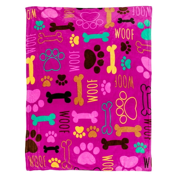 Puppy Paws Pink Soft Plush 50x60in Blanket