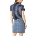 thumbnail image 3 of MODA NOVA Junior's Striped Button Up Short Sleeve Tie Front Crop Shirt Navy Blue L, 3 of 6