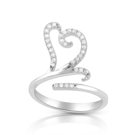 Sterling Silver Wrap Around Open heart Statement Ring for Women and Teens - Size 4