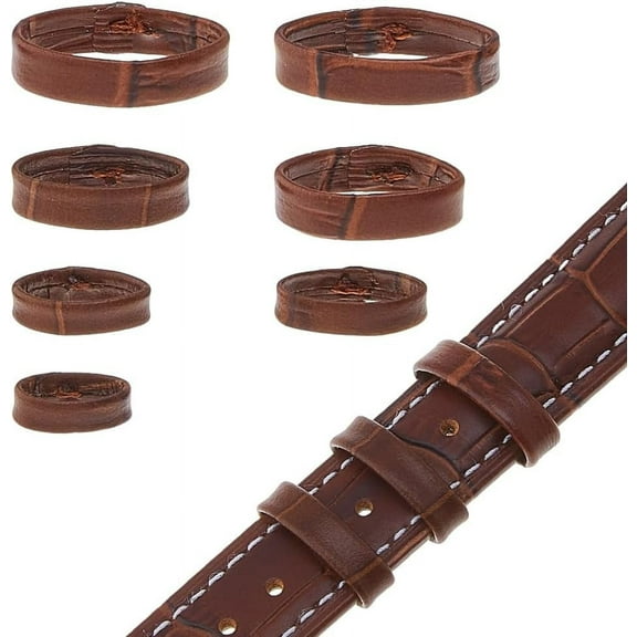 14Pcs 7 Sizes Leather Watch Band Keeper Watch Band Loop Replacement Black/Brown Watch Band Holder Loop Wristwatch Strap Fastener Rings DIY for Smart Watch Band Wristband Replacement DIY