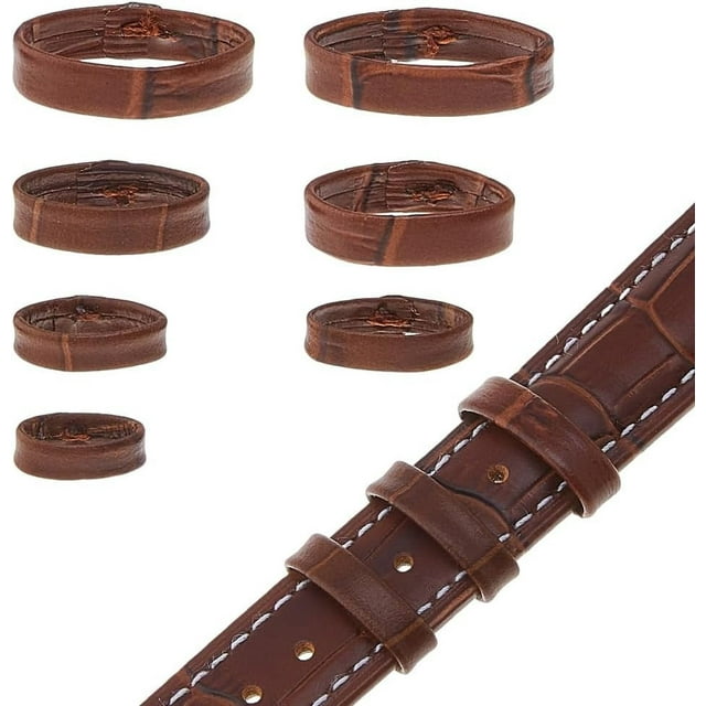 14 piezas de correas de reloj de cuero de 7 tamaños, repuesto de correa de reloj, color negro/marrón, anillos de sujeción para correa de reloj de pulsera.