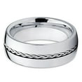 thumbnail image 3 of Silly Kings 8mm Silver Braided Braid Tungsten Carbide Wedding Band Mens Comfort Fit Ring, 3 of 3