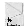 thumbnail image 2 of Inspirational Soft Flannel Fleece Throw Blanket, Little Step to a Journey Calligraphic Modern Text Brush Ink Style, Cozy Plush for Indoor and Outdoor Use, 70" x 90", Black and White, by Ambesonne, 2 of 5
