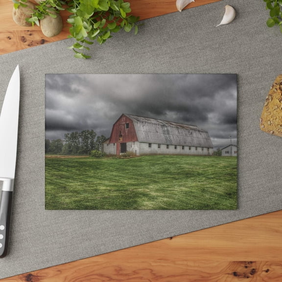 U R There Photography Peters Road Appaloosa I Rustic Farmhouse Tempered-Glass Cutting Board 8"x 11"