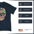 thumbnail image 4 of Tee Hunt Dean Russo Sugar Skull T-Shirt Day of The Dead Neon Calaver Men's Tee, Navy Blue, X-Large, 4 of 5